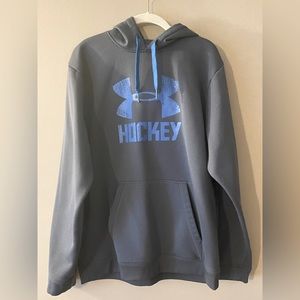 Sz L Under Armour hockey hooded sweatshirt, dark gray/ blue, Men’s EUC hoodie